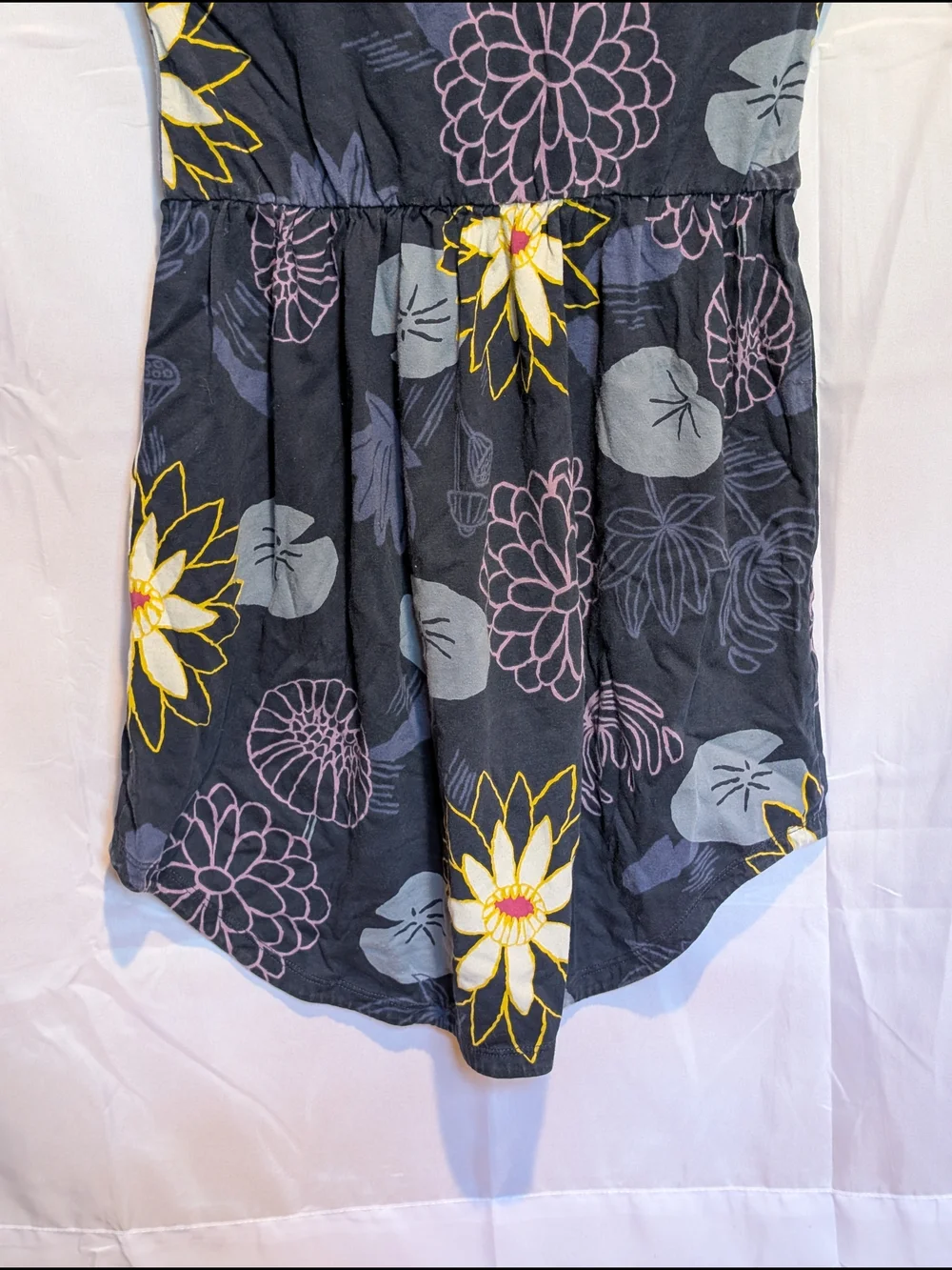 Tea Collection Navy Floral Short-Sleeve Cotton Dress